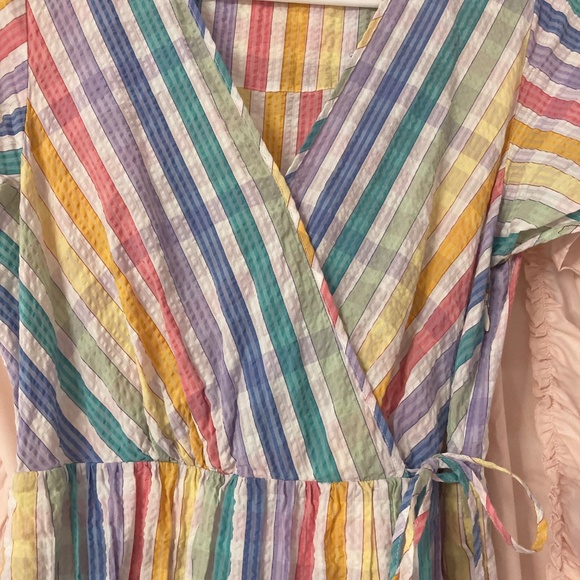 Sold out J.Crew faux wrap rainbow midi dress - Picture 2 of 5